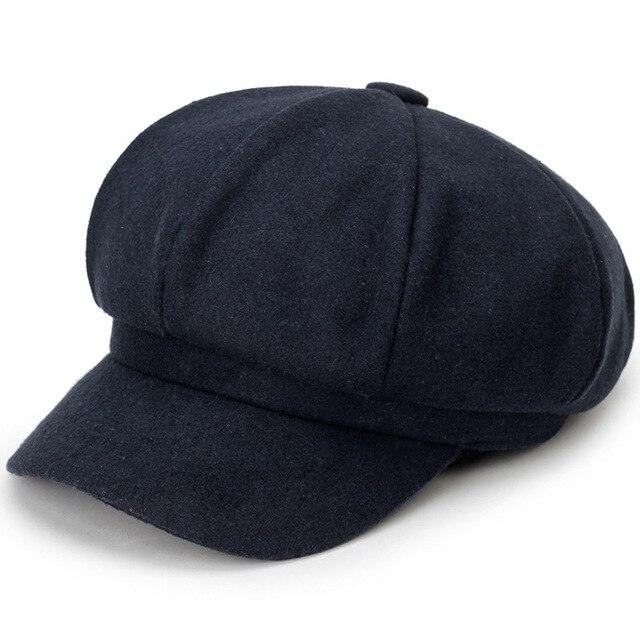 Solid Color Newsboy Octagonal Hat-Hats-Innovato Design-Navy Blue-Innovato Design