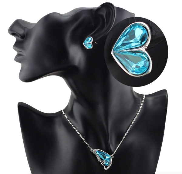 Austrian Crystal Butterfly Necklace, Bracelet & Earrings Fashion Jewelry Set-Jewelry Sets-Innovato Design-Purple-Innovato Design