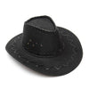 Suede Stitched Sombrero Cowboy Hat with Adjustable Chin Tie