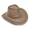 Suede Stitched Sombrero Cowboy Hat with Adjustable Chin Tie
