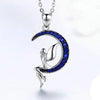 Fairy in Blue Moon Cubic Zirconia 925 Sterling Silver Fashion Pendant Necklace-Necklaces-Innovato Design-Innovato Design