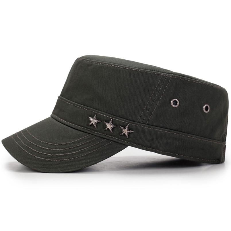 Casual Buckled Adjustable Snapback Cadet Patrol Military Hat with Three Stars Emblem-Hats-Innovato Design-Navy Blue-Innovato Design