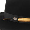 Wide Brim Wool Felt Fedora Hat with Gold Feather Band