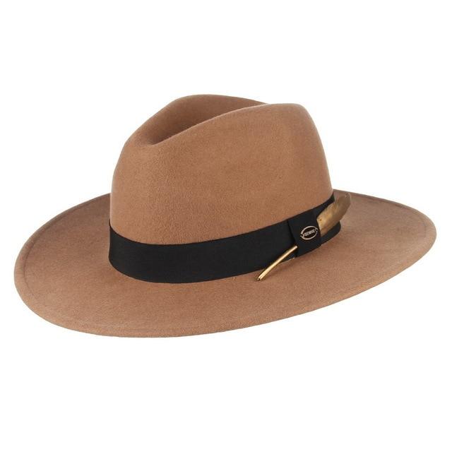 thumbnail image 2 of Knqrhpse Fedora Hat Unisex Wide Brim Jazz Hat Autumn Winter Classic Elegant Panama Hat Gentleman Hat Wine 2 of 13