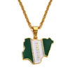 Gold/Silver-Plated Nigeria Map Flag Rhinestone Pendant Necklace