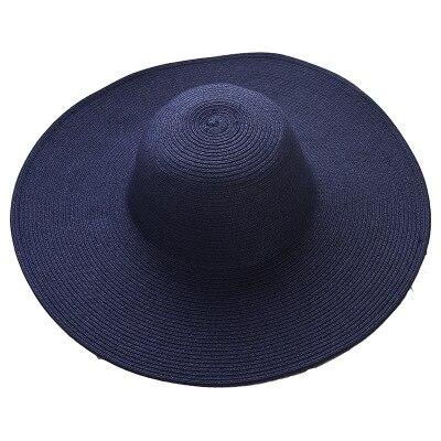 Summer Foldable Floppy Wide Brim Straw Sun Hat-Hats-Innovato Design-Navy Blue-Innovato Design