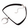 Black Velvet Leather Ribbon Choker with Moon Pendant Handmade Gothic Necklace-Necklace-Innovato Design-Innovato Design
