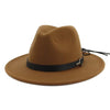 Wool Felt Fedora Panama Hat with Decorative Belt-Hats-Innovato Design-Light coffee-L-Innovato Design