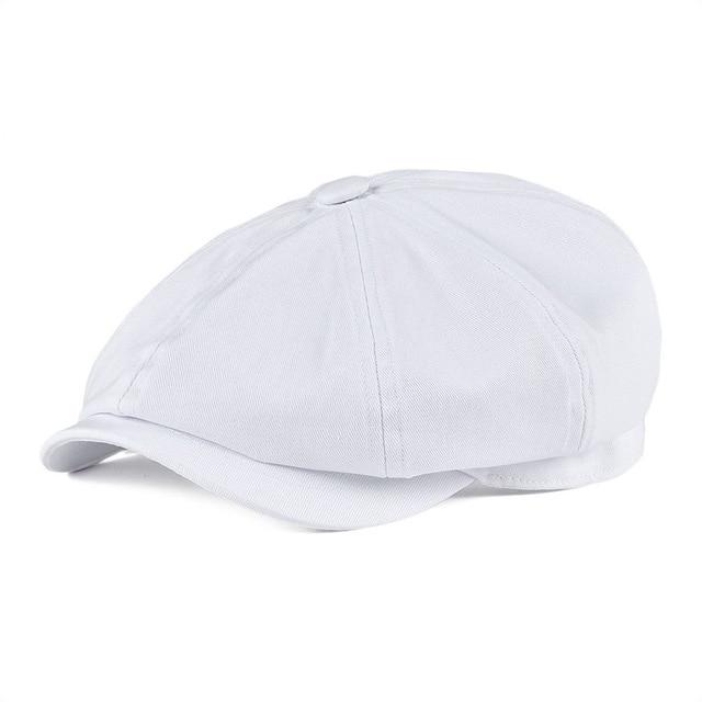 Large Retro Twill Cotton Newsboy Cap-Hats-Innovato Design-White-M-Innovato Design
