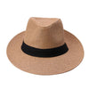 Large Brim Paper Straw Panama Hat with Black Ribbon