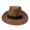 Large Brim Paper Straw Panama Hat with Black Ribbon-Hats-Innovato Design-Dark Coffee-Innovato Design