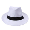 Large Brim Paper Straw Panama Hat with Black Ribbon-Hats-Innovato Design-Black-Innovato Design