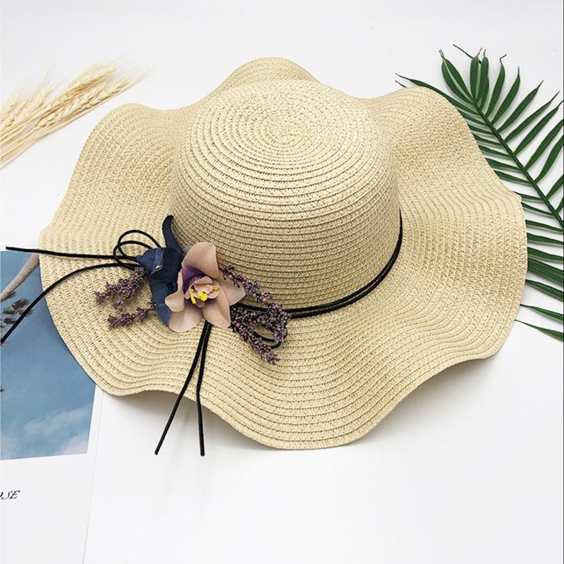 Floppy Foldable Straw Sun Hat with Floral Bowknot-Hats-Innovato Design-Natural-Innovato Design