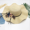 Floppy Foldable Straw Sun Hat with Floral Bowknot-Hats-Innovato Design-Natural-Innovato Design