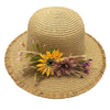 Floppy Foldable Straw Sun Hat with Floral Bowknot-Hats-Innovato Design-Flower Brown-Innovato Design