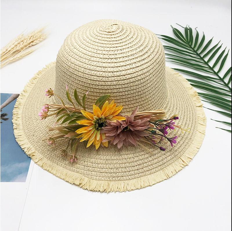 Floppy Foldable Straw Sun Hat with Floral Bowknot-Hats-Innovato Design-Natural-Innovato Design