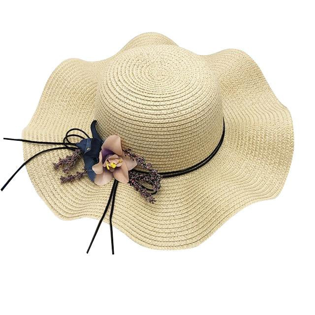 Floppy Foldable Straw Sun Hat with Floral Bowknot-Hats-Innovato Design-Natural-Innovato Design