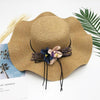 Floppy Foldable Straw Sun Hat with Floral Bowknot-Hats-Innovato Design-Natural-Innovato Design