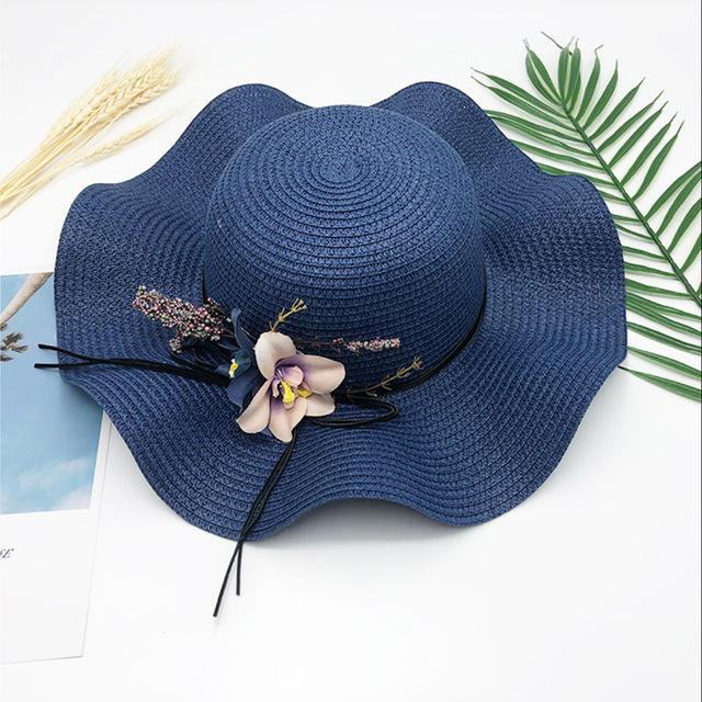 Floppy Foldable Straw Sun Hat with Floral Bowknot-Hats-Innovato Design-Natural-Innovato Design