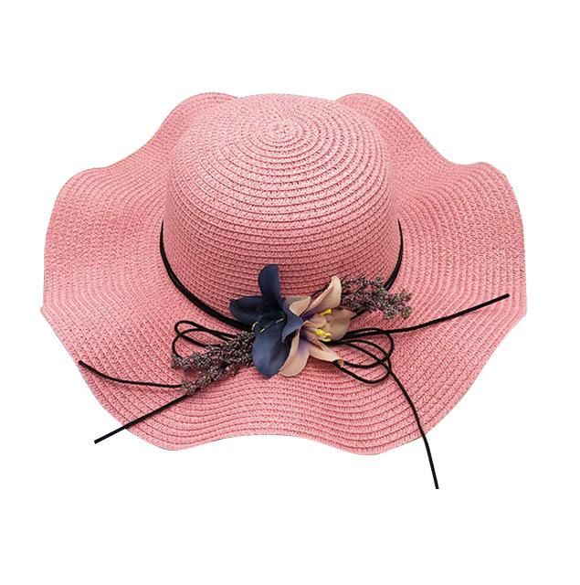 Floppy Foldable Straw Sun Hat with Floral Bowknot-Hats-Innovato Design-Light Pink-Innovato Design