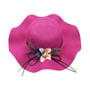 Floppy Foldable Straw Sun Hat with Floral Bowknot-Hats-Innovato Design-Pink-Innovato Design