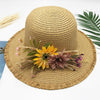 Floppy Foldable Straw Sun Hat with Floral Bowknot-Hats-Innovato Design-Natural-Innovato Design