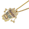 Uka Uka Mask Cubic Zirconia Gold-Plated Stainless Steel Hip-Hop Pendant Necklace