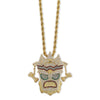 Uka Uka Mask Cubic Zirconia Gold-Plated Stainless Steel Hip-Hop Pendant Necklace