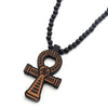 Wood Round Beads and Handmade Elastic Africa Egyptian Ankh Vintage Hip-Hop Necklace-Necklaces-Innovato Design-Brown-Innovato Design