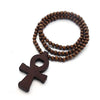Wood Round Beads and Handmade Elastic Africa Egyptian Ankh Vintage Hip-Hop Necklace-Necklaces-Innovato Design-Coffee-Innovato Design