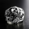 Gothic Skull, Flower, Cross and Howling Eagle 925 Sterling Silver Vintage Punk Rock Ring-Gothic Rings-Innovato Design-7-Innovato Design