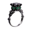 Skull and Cubic Zirconia Punk Wedding Engagement Ring-Rings-Innovato Design-Green-5-Innovato Design