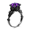 Skull and Cubic Zirconia Punk Wedding Engagement Ring-Rings-Innovato Design-Dark Purple-5-Innovato Design