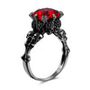 Skull and Cubic Zirconia Punk Wedding Engagement Ring-Rings-Innovato Design-Red-5-Innovato Design