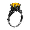 Skull and Cubic Zirconia Punk Wedding Engagement Ring-Rings-Innovato Design-Yellow-5-Innovato Design