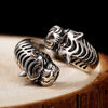 Gothic Two Black Tiger Heads 925 Sterling Silver Vintage Ring-Rings-Innovato Design-Innovato Design