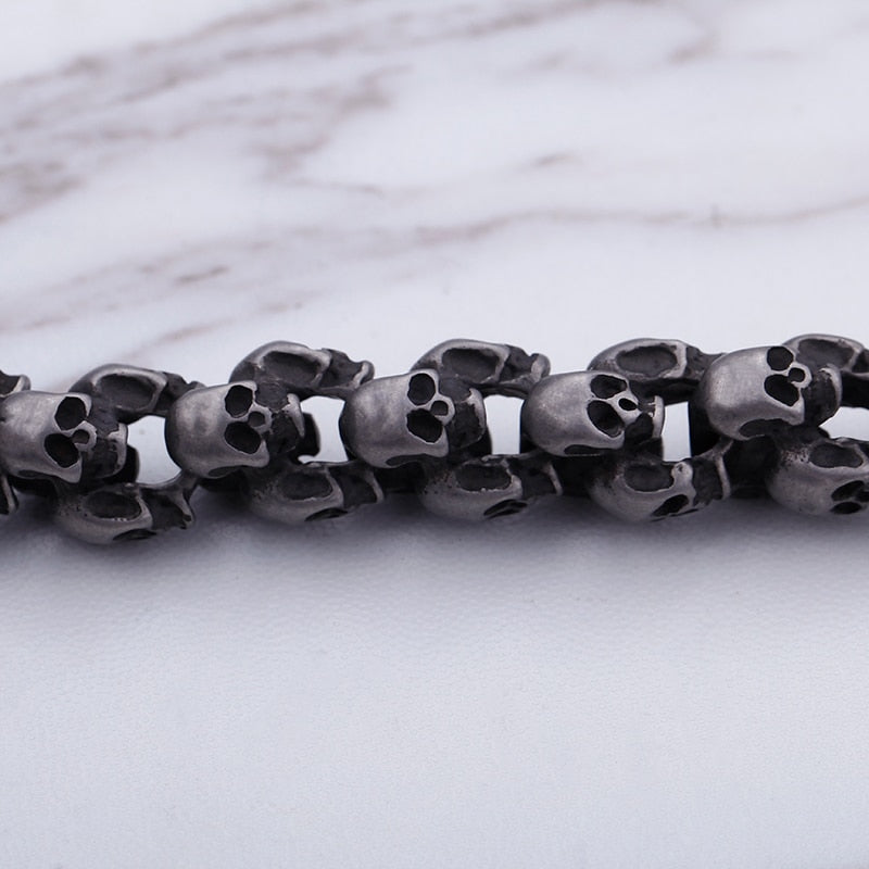 Gothic Skull Link Chain Stainless Steel Punk Brushed Polished Long Necklace-Necklaces-Innovato Design-Silver-19.69in-Innovato Design