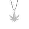 Maple Leaf Cubic Zirconia Hip-Hop Pendant Necklace-Necklaces-Innovato Design-Silver-Tennis Chain-18inch-Innovato Design