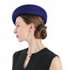 Vintage Blue Wool Pillbox Fascinator Hat with Sinamay Bow