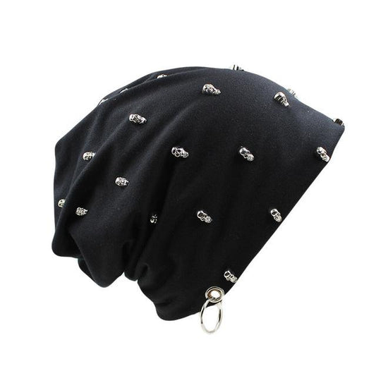 Beanie or Bonnet with Skulls and Hoop-Hats-Innovato Design-Black-Innovato Design