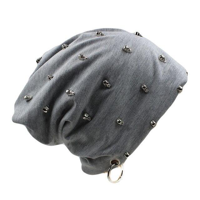 Beanie or Bonnet with Skulls and Hoop-Hats-Innovato Design-Gray-Innovato Design