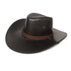 Faux Leather Cowboy Hat with Twisted Rope Band and Adjustable Strap