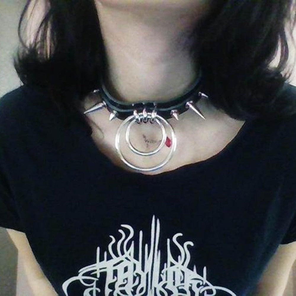 Metal Spike Collar Choker Leather Gothic Punk Harajuku Necklace-Necklace-Innovato Design-Black-Innovato Design