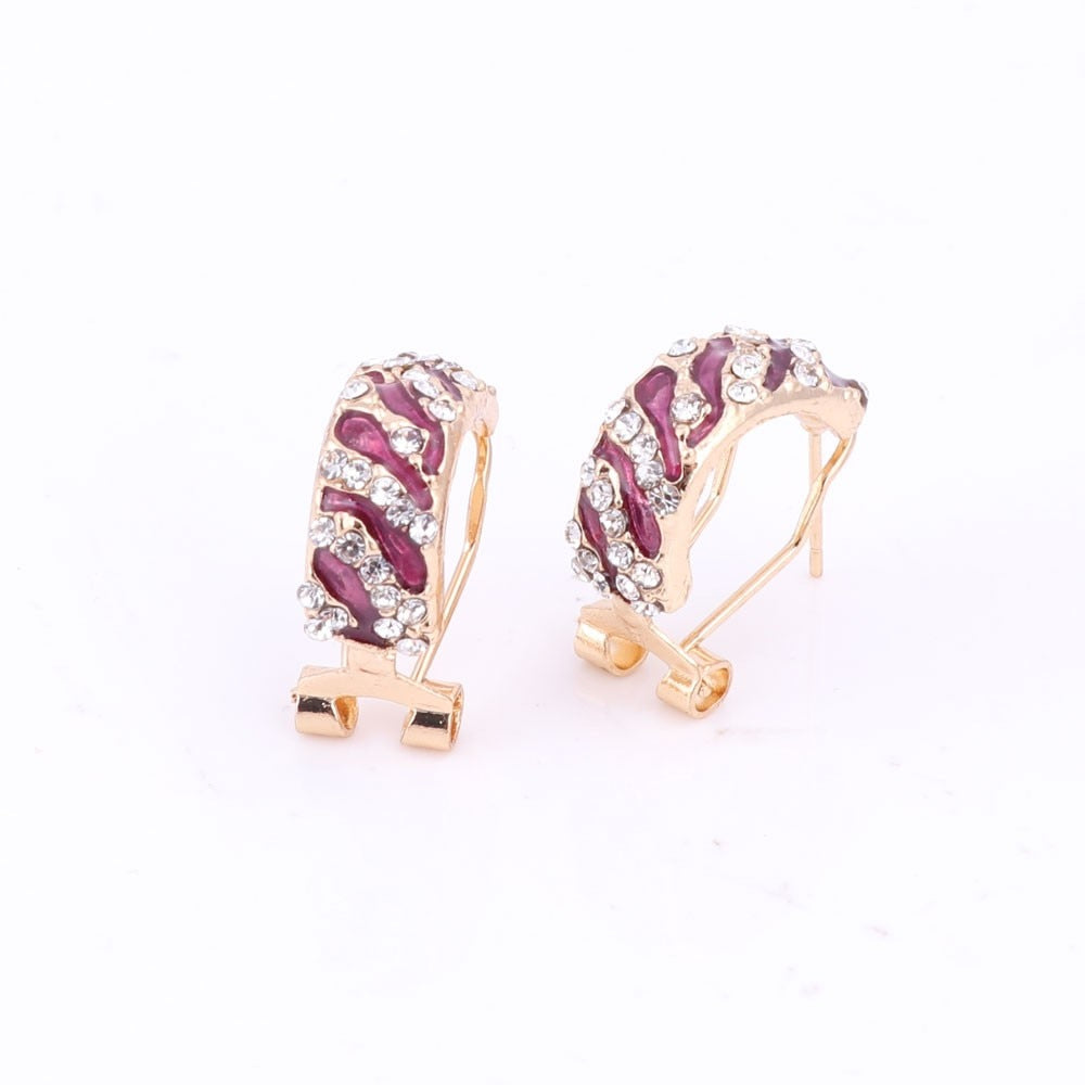 Cubic Zirconia and Crystal Enamel Necklace, Bracelet, Earrings & Ring Jewelry Set-Jewelry Sets-Innovato Design-Blue-Innovato Design