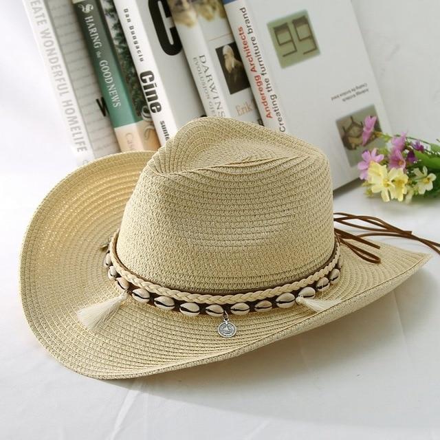 Tasseled Sea Shell Summer Cowboy Hat with Charms-Hats-Innovato Design-Black-Innovato Design