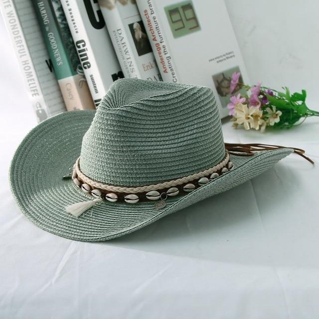 Tasseled Sea Shell Summer Cowboy Hat with Charms-Hats-Innovato Design-Black-Innovato Design
