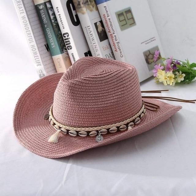 Tasseled Sea Shell Summer Cowboy Hat with Charms-Hats-Innovato Design-Black-Innovato Design