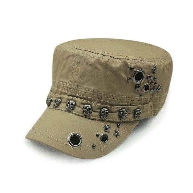 Punk Skull Rivet Cotton Snapback Military Army Cap-Hats-Innovato Design-Khlaki-Innovato Design