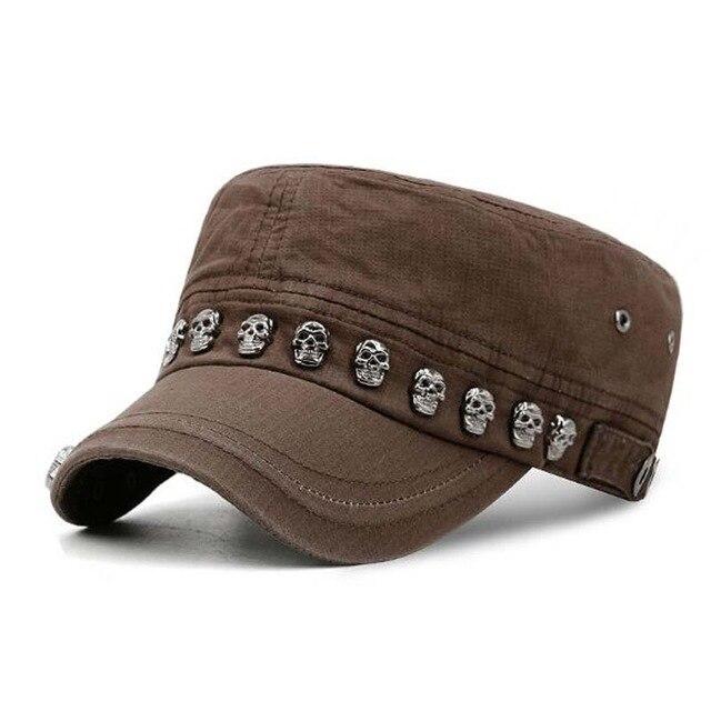 Punk Skull Rivet Cotton Snapback Military Army Cap-Hats-Innovato Design-Coffee 2-Innovato Design