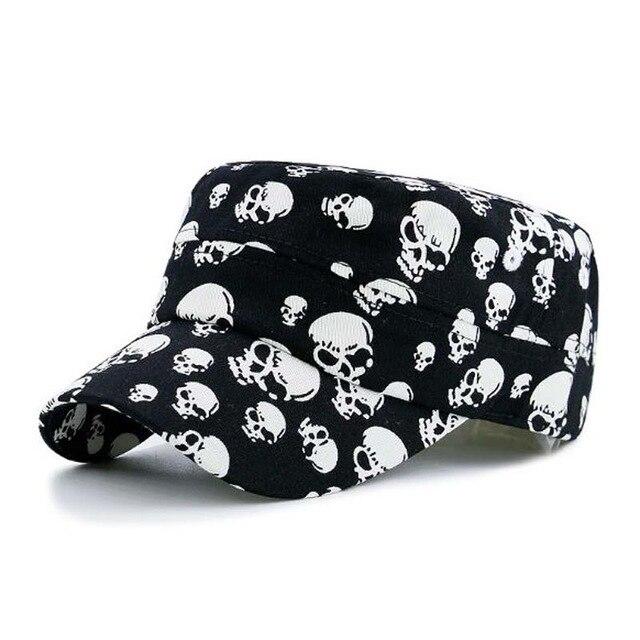 Punk Skull Rivet Cotton Snapback Military Army Cap-Hats-Innovato Design-White Black-Innovato Design